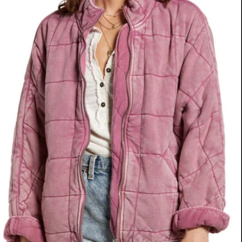 Free People Pink Quilted Jacket